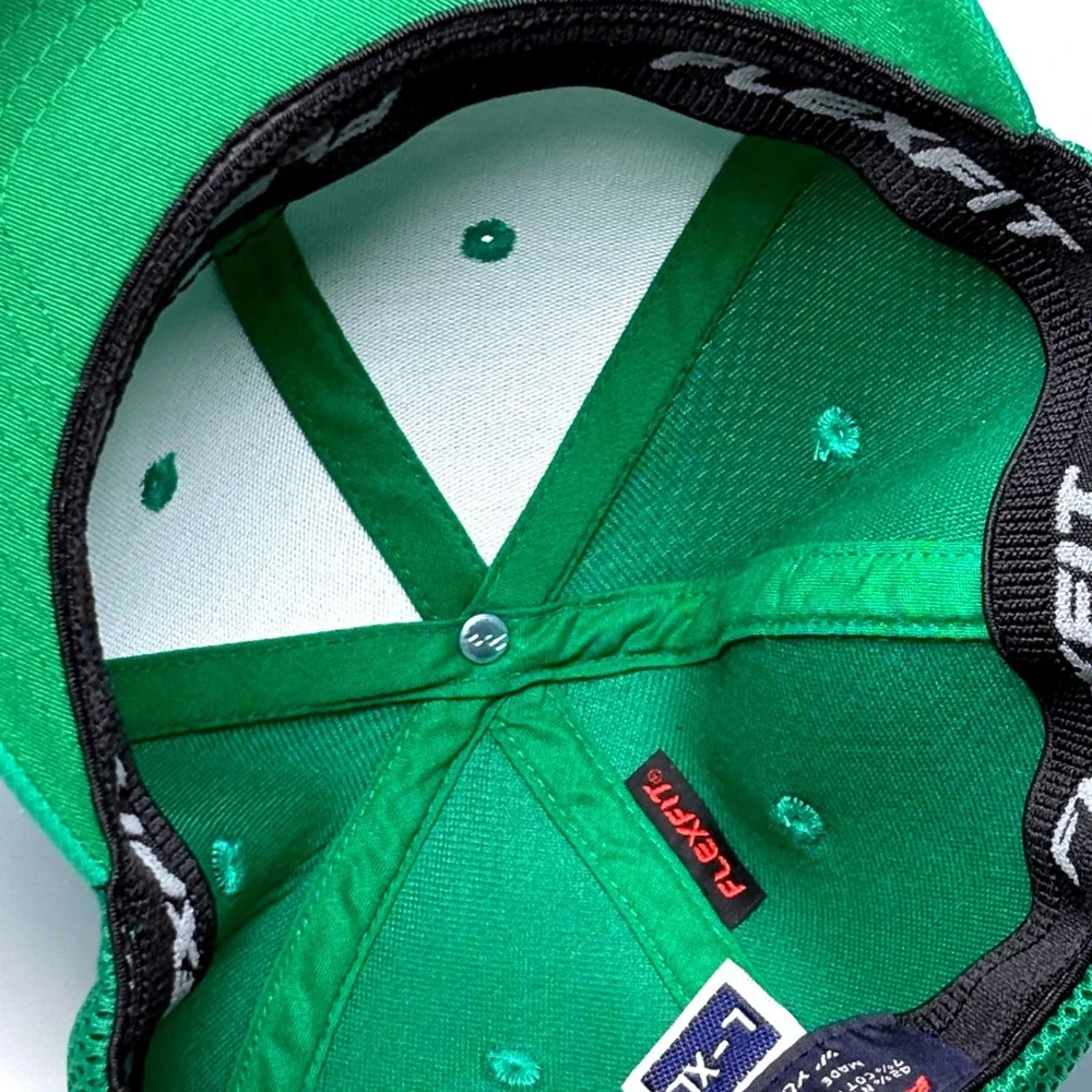 Golf Trucker Hat L-XL Cap Mesh Back Flexfit Green Kiss My Balls Good Luck Humor
